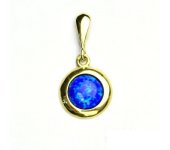 Zlatý přívěsek, žluté zlato, tm. modrý syntetický opál, P 1472/22