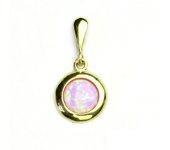 Zlatý přívěsek, žluté zlato, růžový syntetický opál, P 1472/22 