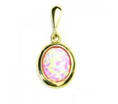 Zlatý přívěsek, žluté zlato, růžový syntetický opál, P 1453/22