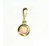 Zlatý přívěsek, žluté zlato, růžový syntetický opál, P 1470/22 
