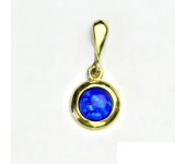 Zlatý přívěsek, žluté zlato, tmavě modrý syntetický opál, P 1471  