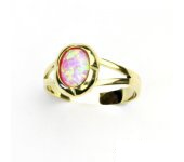 Zlatý prsten,žluté zlato, prstýnek ze zlata, růžový syntetický opál, T 1374 