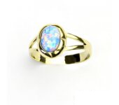 Zlatý prsten,žluté zlato, prstýnek ze zlata, světle modrý syntetický opál, T 1374