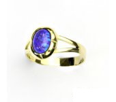 Zlatý prsten,žluté zlato, prstýnek ze zlata, fialový syntetický opál, T 1374 