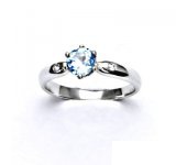 Zlatý prsten s čirými zirkony a přírodním topazem swiss,bílé zlato,VLZDR048   