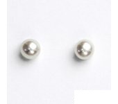 Zlaté náušnice, bílé zlato, přírodní říční bílá perla, 5,5 -6 mm, NŠ 1183