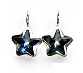 Zlaté náušnice,bílé zlato,hvězdičky,Swarovski krystal bermuda blue, NK 1325 