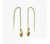 Zlaté protahovací náušnice, žluté zlato, list, náušnice ze zlata,  NŘ 214