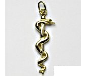 Zlatý přívěsek, žluté zlato, lékařský znak, Aeskulapova hůl, P 196