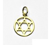 Zlatý přívěsek, žluté zlato, Davidova hvězda v kruhu, přívěšek ze zlata , P 1314