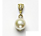 Zlatý přívěsek, žluté zlato, přírodní perla bílá 10 mm, přívěšek, P 1287