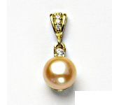 Zlatý přívěsek, žluté zlato, přírodní perla lososová 10 mm, přívěšek, P 1287