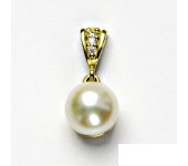 Zlatý přívěsek, žluté zlato, přírodní perla bílá 10 mm, přívěšek, P 1298