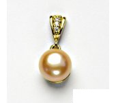 Zlatý přívěsek, žluté zlato, přírodní perla lososová 10 mm, přívěšek, P 1298 