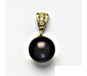 Zlatý přívěsek, žluté zlato, přírodní perla černá 10 mm, přívěšek, P 1298  