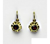 Zlaté náušnice, žluté zlato, granát, dětské náušnice, NK 1381