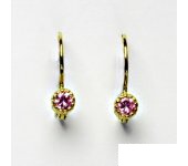 Zlaté náušnice, žluté zlato, náušnice ze zlata, růžový zirkon, VE 141