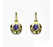 Zlaté náušnice, ametyst, žluté zlato, dětské náušnice NK 1380 