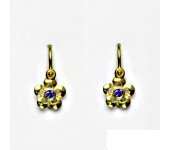 Zlaté náušnice, ametyst, žluté zlato, dětské náušnice NK 1385