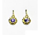 Dětské náušnice, žluté zlato, náušnice ze zlata, ametyst, NK 1381