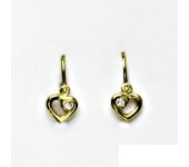 Zlaté náušnice, dětské, srdce, žluté zlato, náušnice ze zlata, VE 248