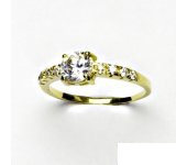 Zlatý prsten, čiré zirkony, prstýnek ze zlata, VR 312