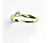 Zlatý prsten, žluté zlato, prstýnek s čirým zirkonem, bílý zirkon, VR 32 