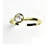 Zlatý prsten, žluté zlato, prstýnek se zirkonem, čirý zirkon, art deco, T 1443