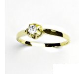 Zlatý prsten, žluté zlato, prstýnek se zirkonem, čirý zirkon, T 1468