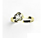 Zlatý prsten, žluté zlato, prstýnek se Swarovski krystalem, čirá, T 1297 