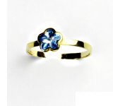 Zlatý prsten, žluté zlato,prstýnek se Swarovski krystalem,akvamarin, T 1297 