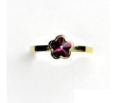 Zlatý prsten, žluté zlato,prstýnek se Swarovski krystalem,fuchsia, T 1297  