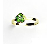 Zlatý prsten, žluté zlato,prstýnek se Swarovski krystalem, peridot, T 1297  