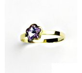 Zlatý prsten, žluté zlato,prstýnek se Swarovski krystalem, violet, T 1297 