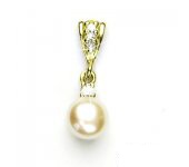 Zlatý přívěsek, přírodní říční perla bílá 8 mm, žluté zlato, P 1207/2   