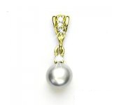 Zlatý přívěsek, přírodní říční perla šedá 8 mm, žluté zlato, P 1207/2 