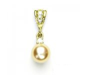 Zlatý přívěsek, přírodní říční perla lososová 8 mm, žluté zlato, P 1207/2 