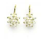Zlaté náušnice, žluté zlato, kytičky, zirkony, náušnice ze zlata, VE 50 