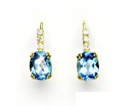 Zlaté náušnice, nášnice se zirkony, žluté zlato, přírodní topaz swiss, VE 8 