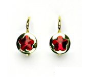 Zlaté náušnice, žluté zlato, Swarovski krystal siam, kytičky, NK 1300