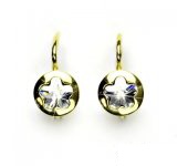 Zlaté náušnice, žluté zlato, Swarovski krystal čirý, kytičky, NK 1300