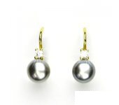 Zlaté náušnice, žluté zlato, přírodní šedá perla, náušnice s perlou, NK 1243