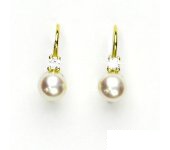 Zlaté náušnice, žluté zlato, přírodní bílá perla, náušnice s perlou, NK 1243 