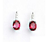 Zlaté náušnice,bílé zlato, náušnice se zirkony a syntetickým rubínem, VE 8 