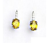 Zlaté náušnice,bílé zlato, náušnice se zirkony a žlutým zirkonem, VE 8  