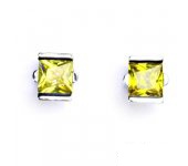 Zlaté náušnice, bílé zlato, náušnice se žlutými zirkony, VE 16 