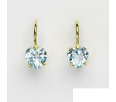 Zlaté náušnice, žluté zlato, srdíčka, přírodní topaz sky, srdce,  NK 1362