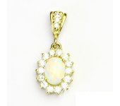 Zlatý přívěsek Kate, žluté zlato, syntetický bílý opál, číré zirkony, P 1507/2 