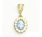 Zlatý přívěsek Kate, žluté zlato, syntetický světle modrý opál, číré zirkony, P 1507/2 