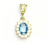 Zlatý přívěsek Kate, žluté zlato, přírodní topaz swiss, čiré zirkony, P 1507/2 